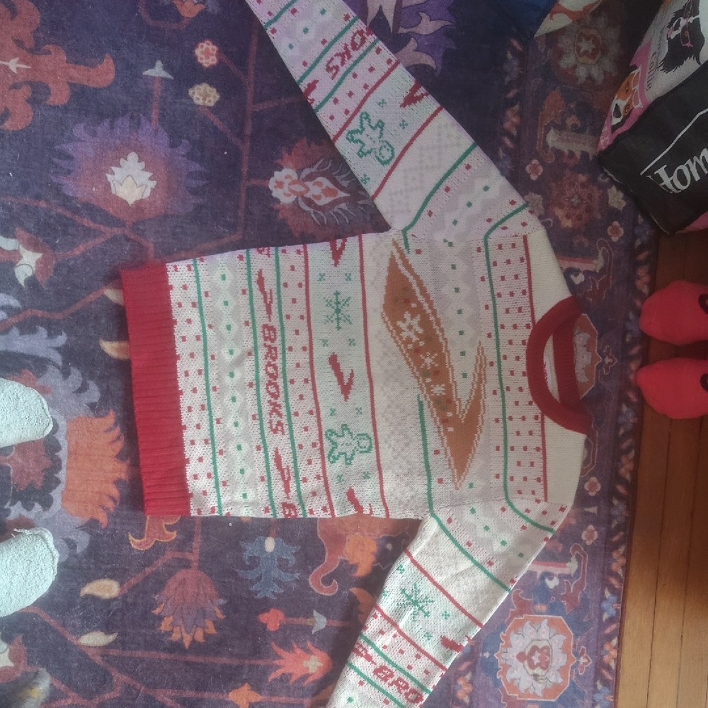 Brooks Red and White Knit Sweater
